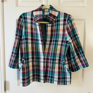 Anthropologie Multicolor Plaid Cape Jacket